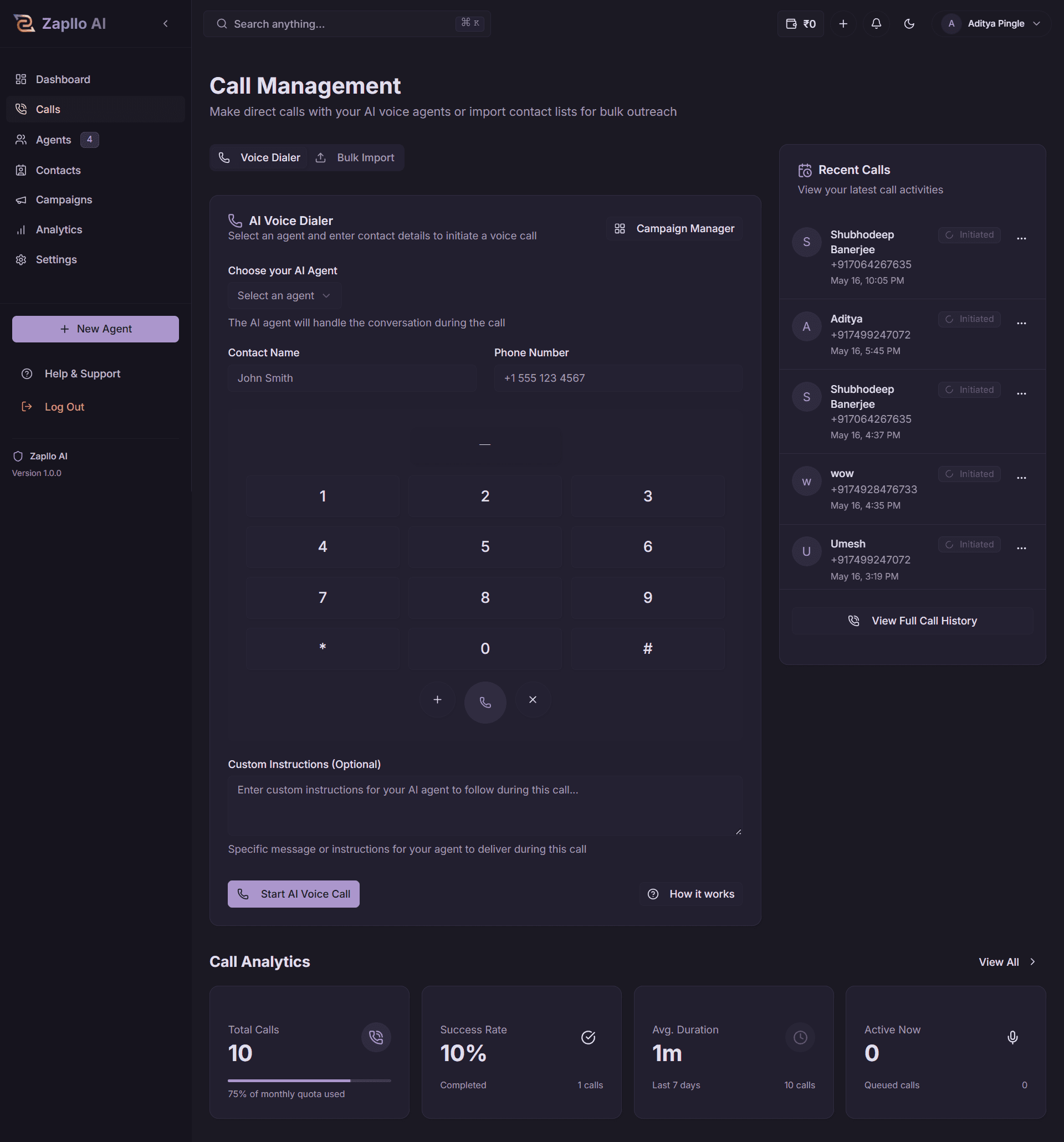 AI Voice Agent in action